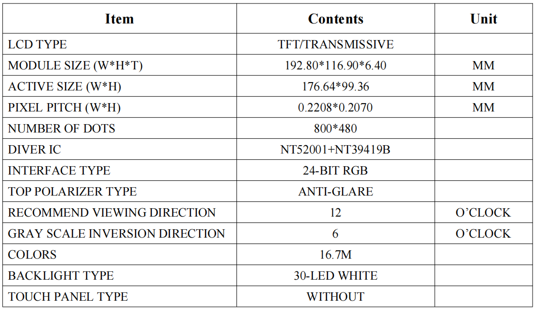 tft lcd display-7161